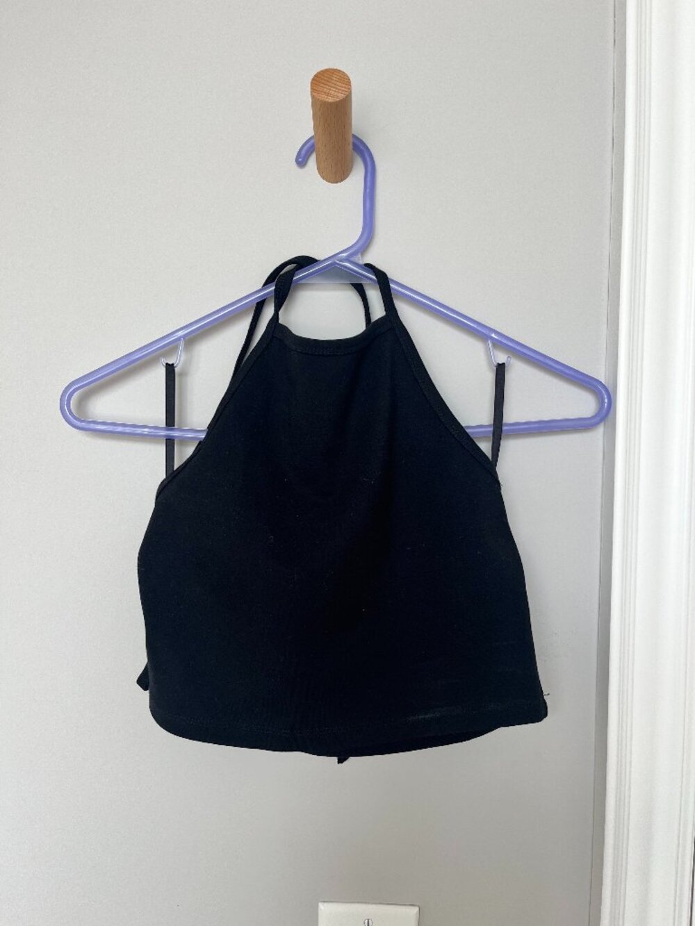 Aritzia Sun-Deh black halter crop tank
